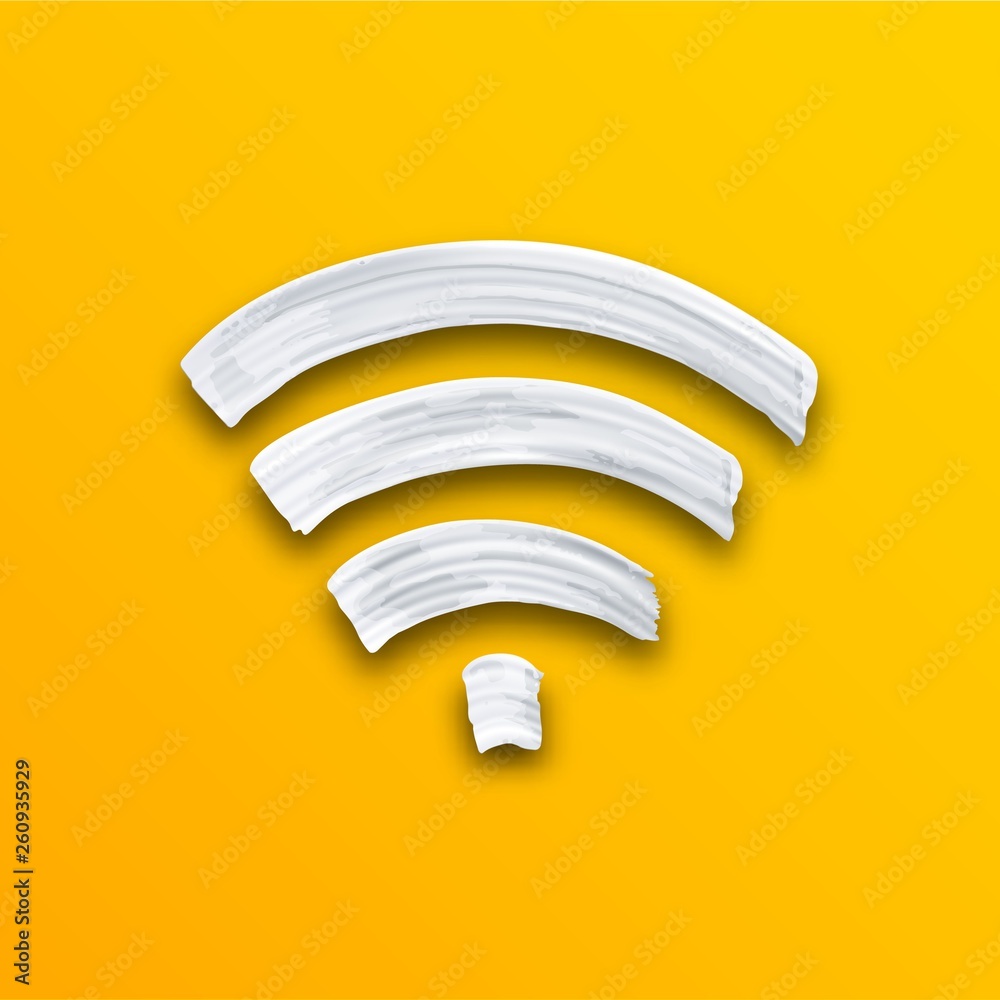 Poster wifi symbol in vector. bright colorful banner concept. illustration of wi-fi connect with white brus