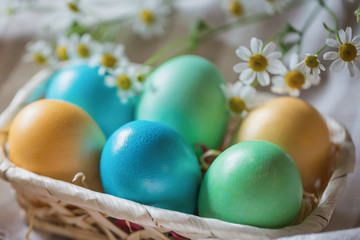 easter eggs in basket