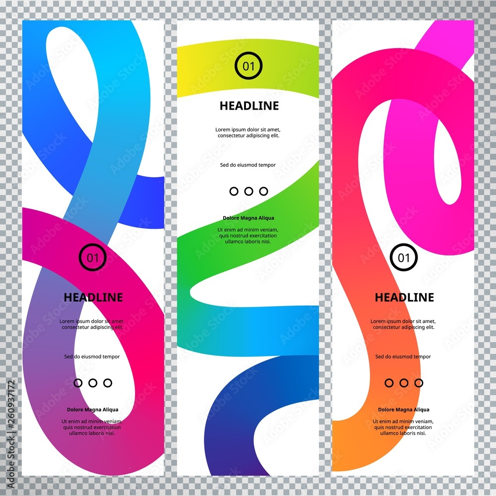 Poster Vertical Banners with Abstract Colorful Dynamic Shapes. Vector Bright Backgrounds Design