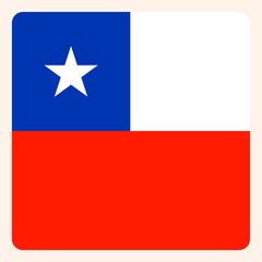 Chile square flag button, social media communication sign, business icon.