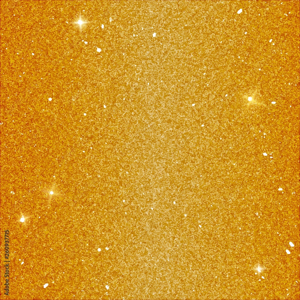 Poster magic glitter background in yellow color. vector golden backdrop with sequins and shine elements