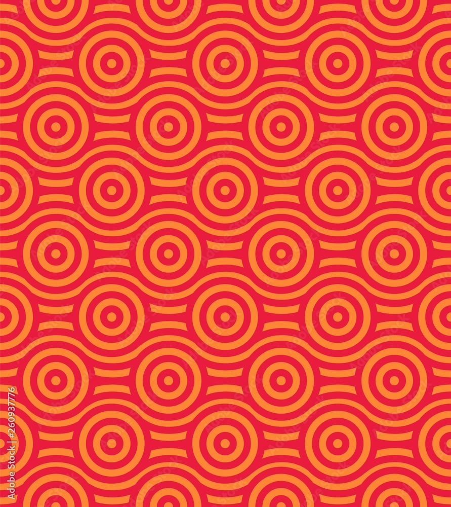 Poster vector seamless background with pattern in asian style. red and yellow decorative ornament