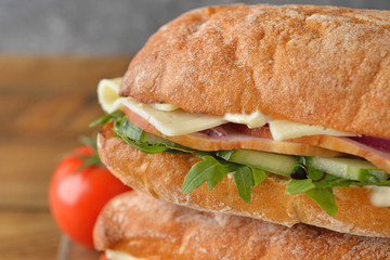 Ciabatta sandwich with arugula