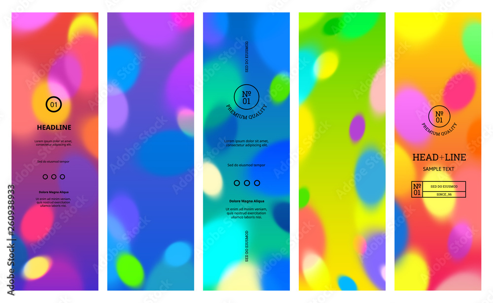 Poster Bright Banners with Gradients and Colorful Bokeh Lights. Abstract Blurred Texture for Partiesand Carnivals.