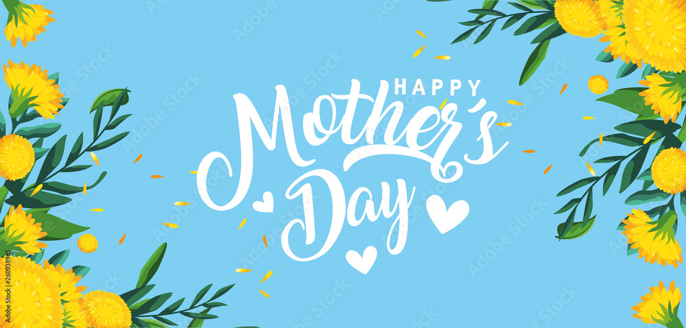 Sticker happy mother day card with flowers decoration