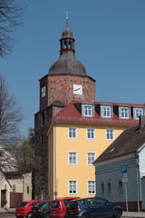 Blick zur Doppelkirche in Vetschau