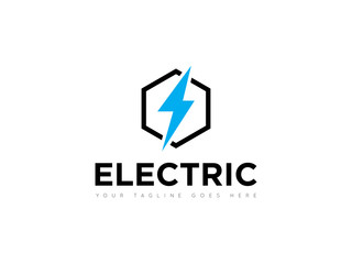 electric thunder storm logo and icon vector illustration design template