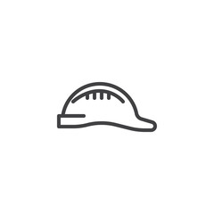 Safety helmet line icon. Protective hard hat linear style sign for mobile concept and web design. Construction Helmet outline vector icon. Mandatory sign symbol, logo illustration. Pixel perfect 
