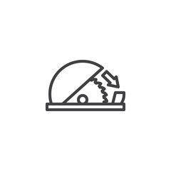 Use table saw adjustable guard line icon. linear style sign for mobile concept and web design. Mandatory sign outline vector icon. Symbol, logo illustration. Pixel perfect vector graphics