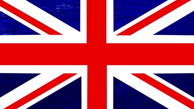 Great Britain 'Union jack flag' on water flowing in the background. Brexit concept