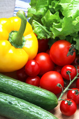 Bright vegetables at the table
