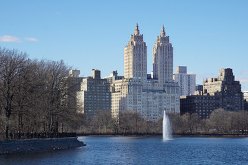 Central Park Fountain and View of the Skyline