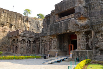 Temple of Ellora caves, the rock-cut temples, AURANGABAD, MAHARASHTRA in central India 