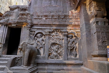 Temple of Ellora caves, the rock-cut temples, AURANGABAD, MAHARASHTRA in central India 