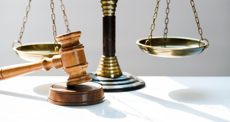 Law and Justice concept image, Gray background