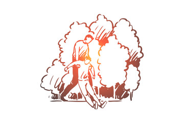 Help, fall, consciousness, lose, catch concept. Hand drawn isolated vector.