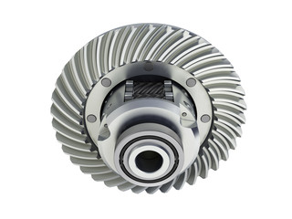 The differential gear on white background 3d illustration without shadow