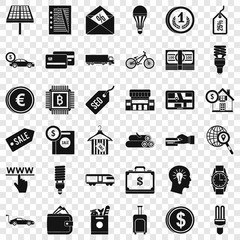 Economy icons set. Simple style of 36 economy vector icons for web for any design