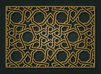 The oriental template pattern for laser cutting. Geometric ornament.
