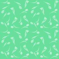 Seamless pattern hand-drawn watercolor. Spring pink tulips