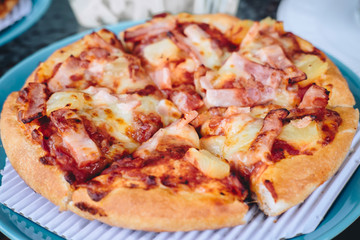 Hawaiian pizza, Hawaiian pizza with ham and pineapple