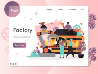 Fototapeta na wymiar Factory vector website landing page design template