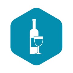 Wine bottle and glass icon. Simple illustration of wine bottle and glass vector icon for web