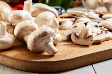 Fresh white mushrooms