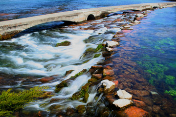 water flowing over rocks