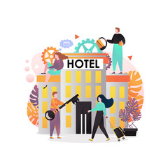 Hotel services vector concept for web banner, website page