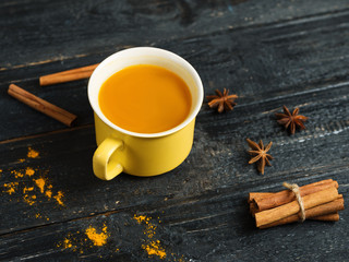 Obraz na płótnie Canvas turmeric drink alternative medicine. spicy tea with turmeric
