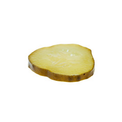 Slice of pickled cucumber isolated on white background.