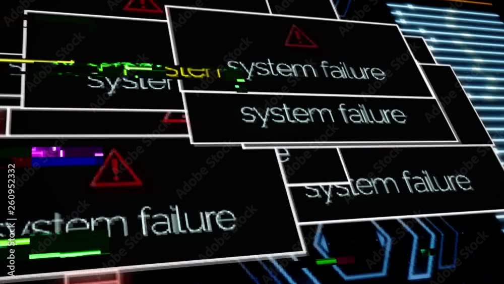 Aufkleber program failure warning notifications all over the screen, security alert concept. animation. comput