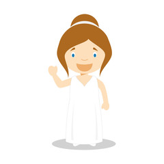 Caucasian bride wearing a wedding dress in cartoon style Vector Illustration