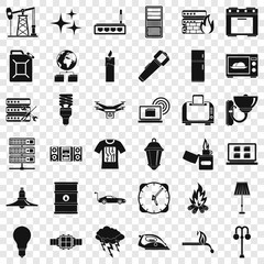 Electricity icons set. Simple style of 36 electricity vector icons for web for any design