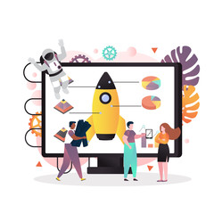Space technologies vector concept for web banner, website page