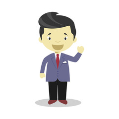 Oriental bridegroom wearing a suit in cartoon style Vector Illustration