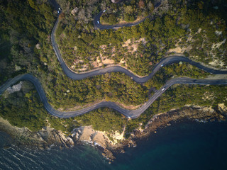 aerial picture of winding load on a mountain