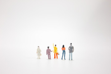 Group of miniature business people. Copy space. closeup.