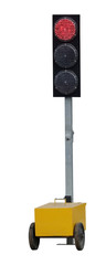 Traffic lights mobile device for temporary needs isolated on white background