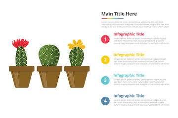 cactus infographics template with 4 points of free space text description - vector
