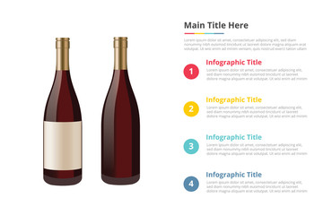 wine in bottle infographics template with 4 points of free space text description - vector