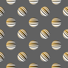 striped polka dots seamless tile in gold and silver shades