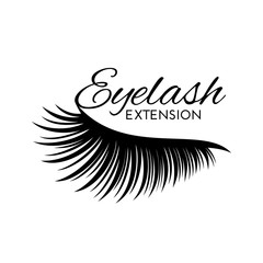 Cute Eyelash extension logo isolated on white.