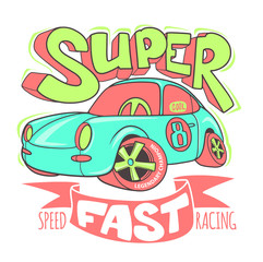 Little Super Car vector T-shirt Design and other uses.
