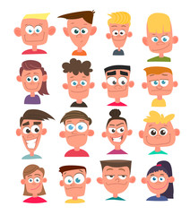 Characters avatars in cartoon flat style. Vector