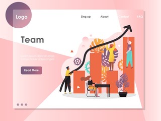 Team vector website landing page design template
