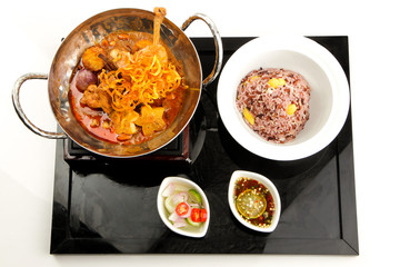 Massaman curry with chicken, Thai food, Chicken massaman curry set