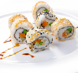 Japanese rolls set , Delicious sushi rolls served