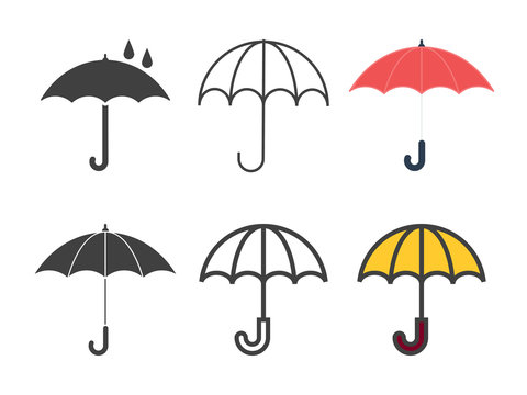 Umbrellas icons set